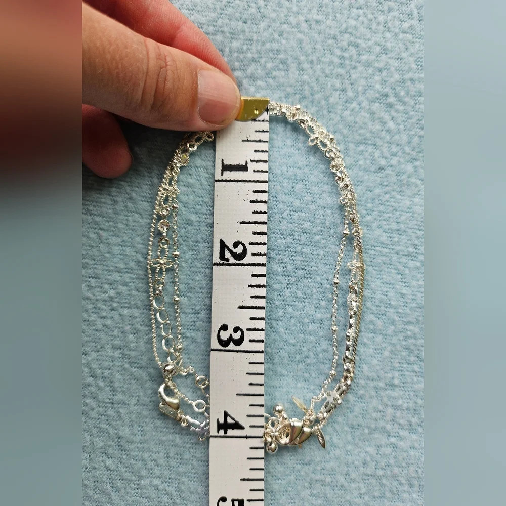 Avon Set Of Three Shimmering Anklets Set, Silvertone, Rhinestones, NIB - Picture 13 of 13